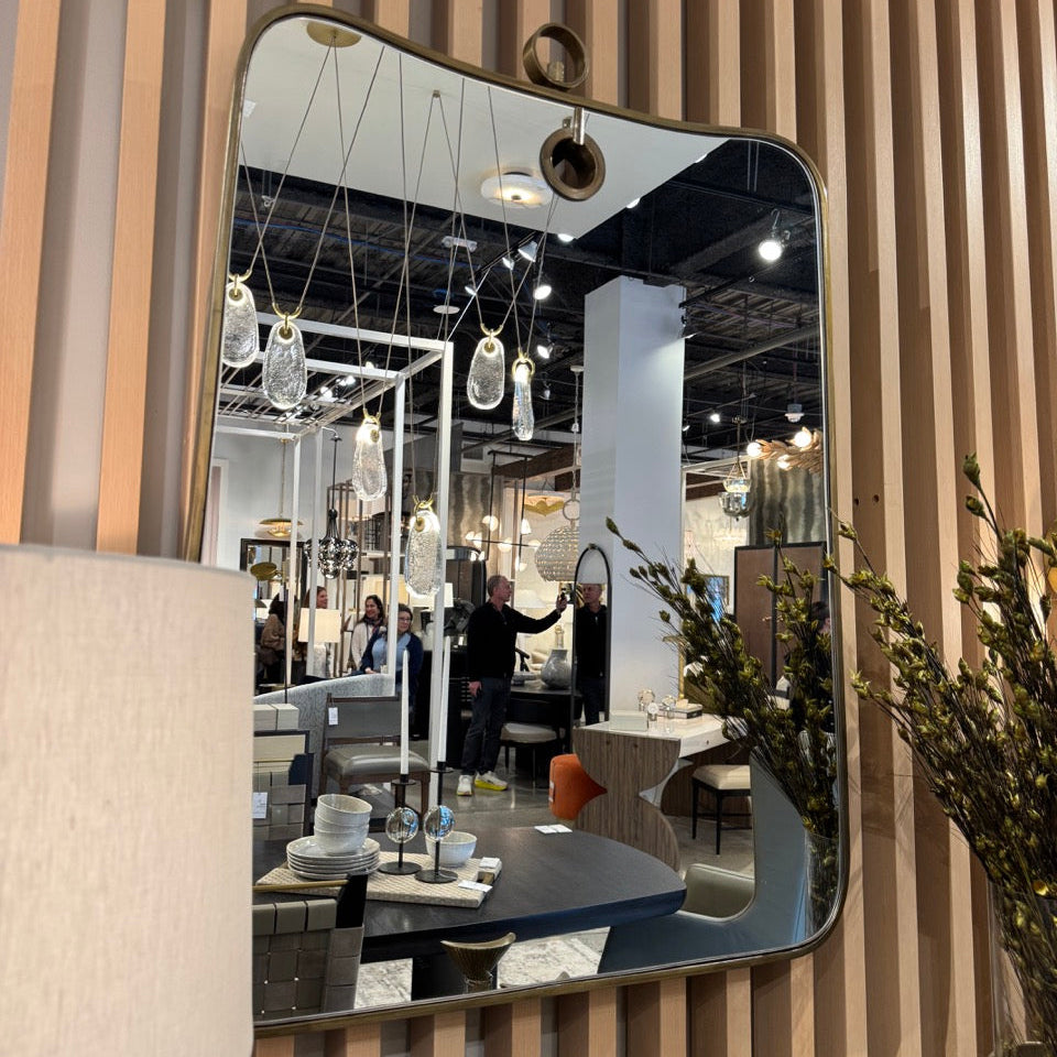 Decorative mirror with a modern interior design background