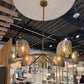 Modern interior design showroom with chandeliers and furniture