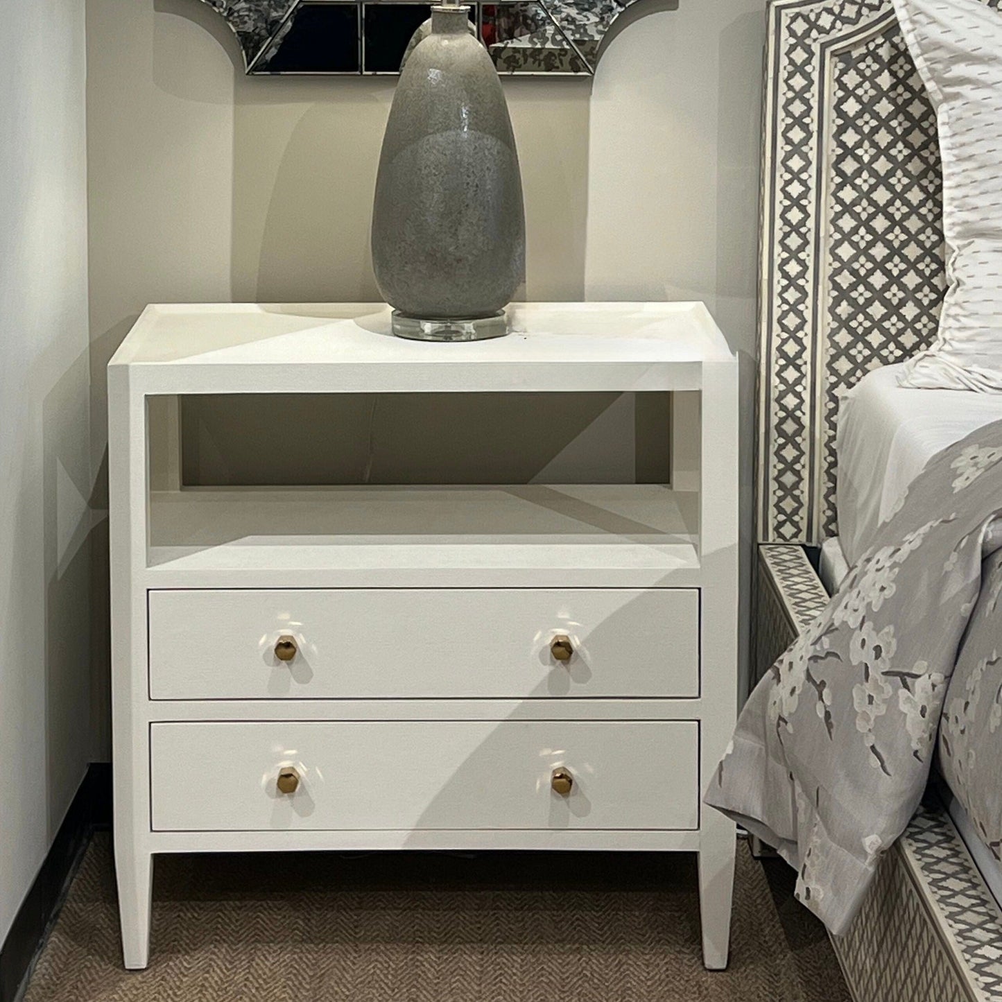 Jarin Double Nightstand Designer White Faux Belgian Linen - multiple options