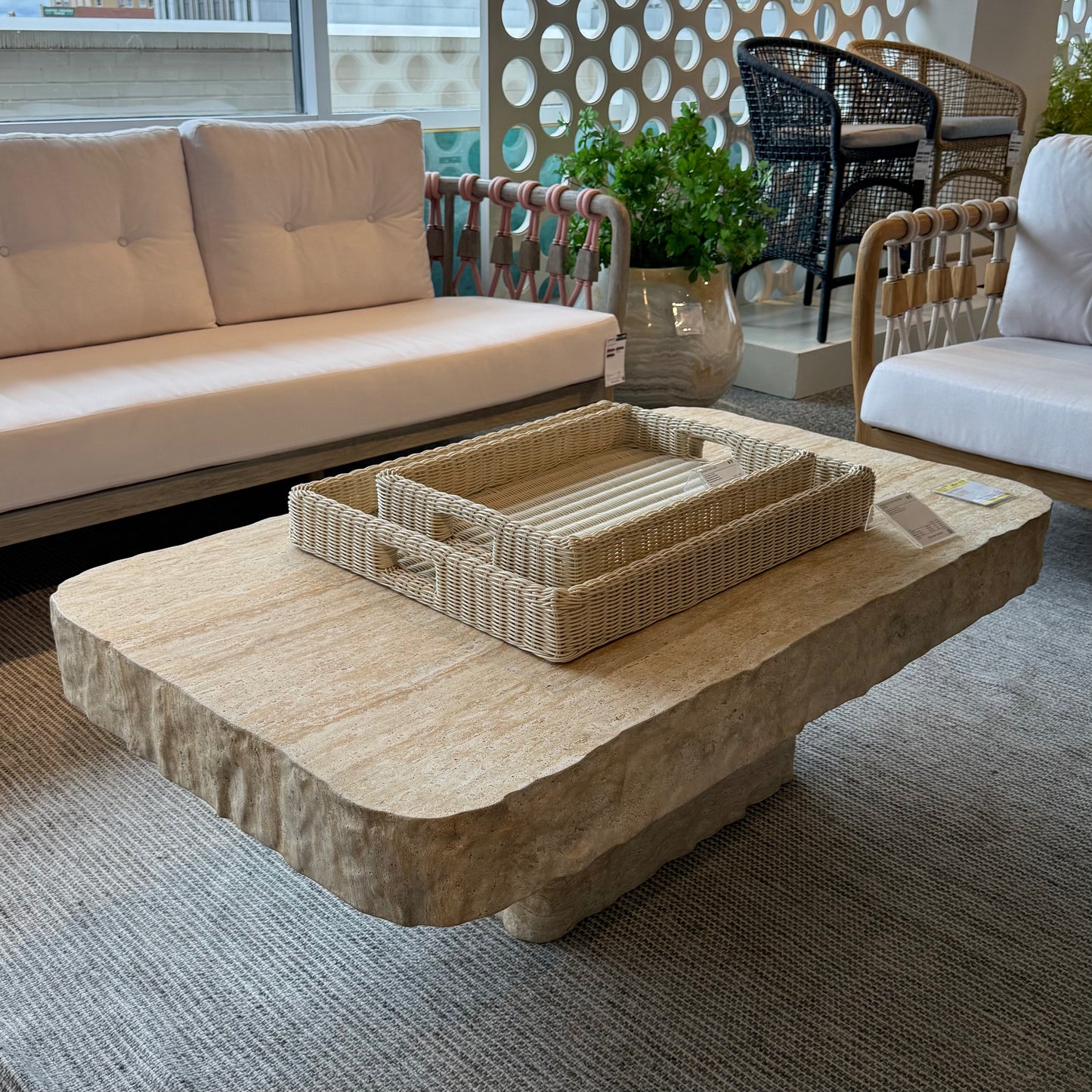 Avani Tray Set Off White Wicker