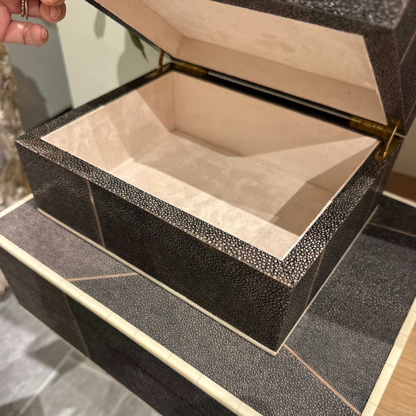 faux shagreen gray box set