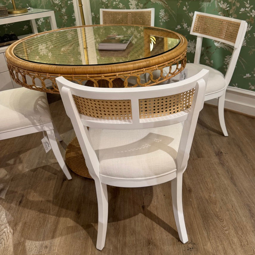 Worlds Away Britta Dining Chair Cane and Matte White Lacquer