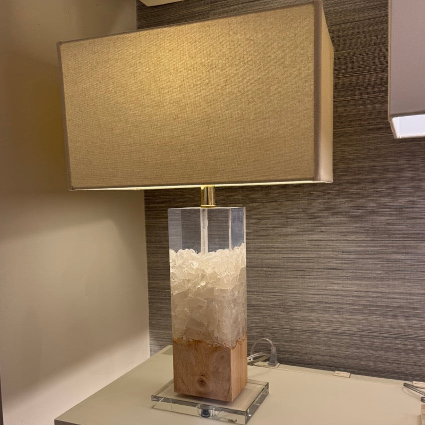 Clay Table Lamp Wood and Quartz