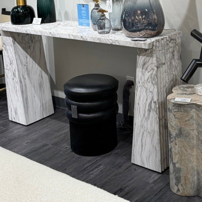 Rollo Ottoman Black Suede