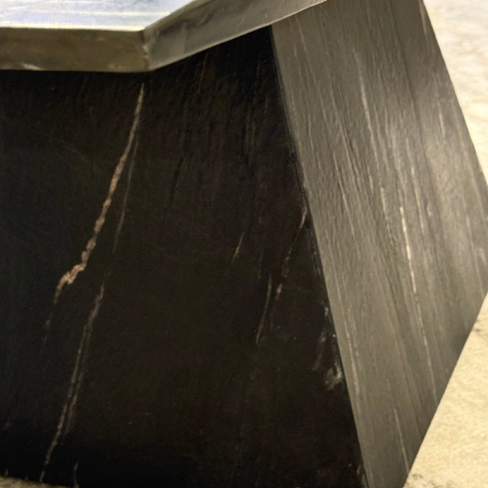 Aero Side Table Black Leathered Marble