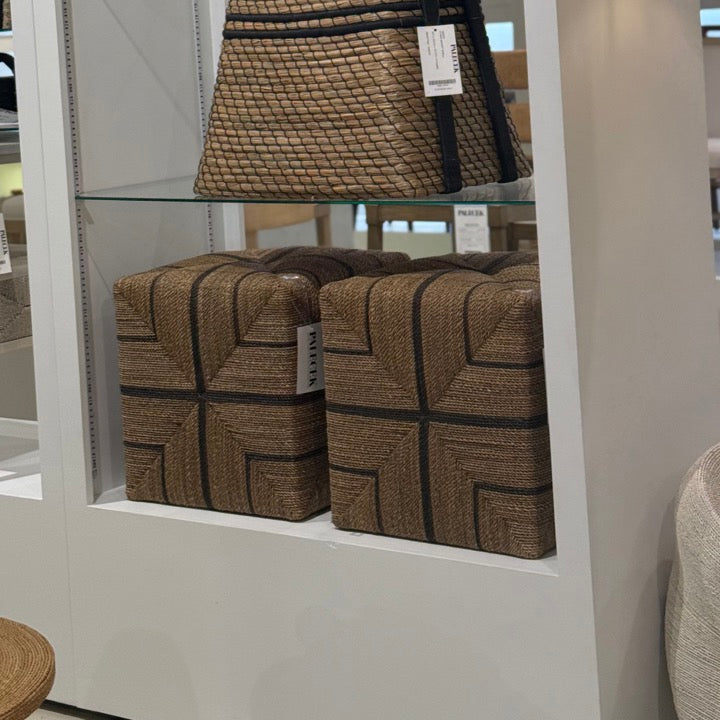 Fritz Rope Square Ottoman Gray and Black