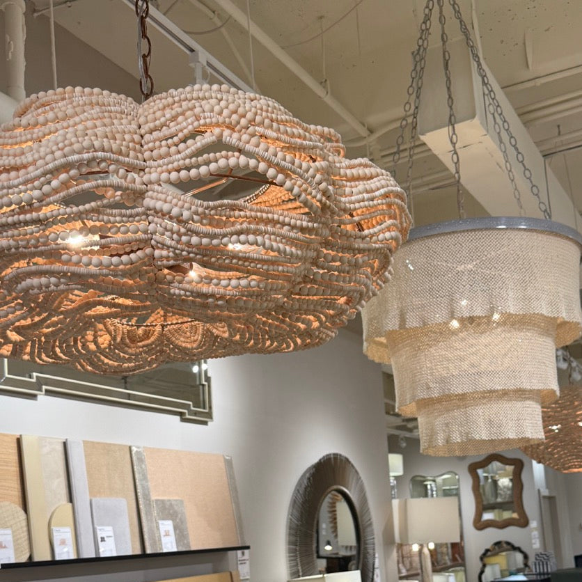 Kira Chandelier White Wood Beads