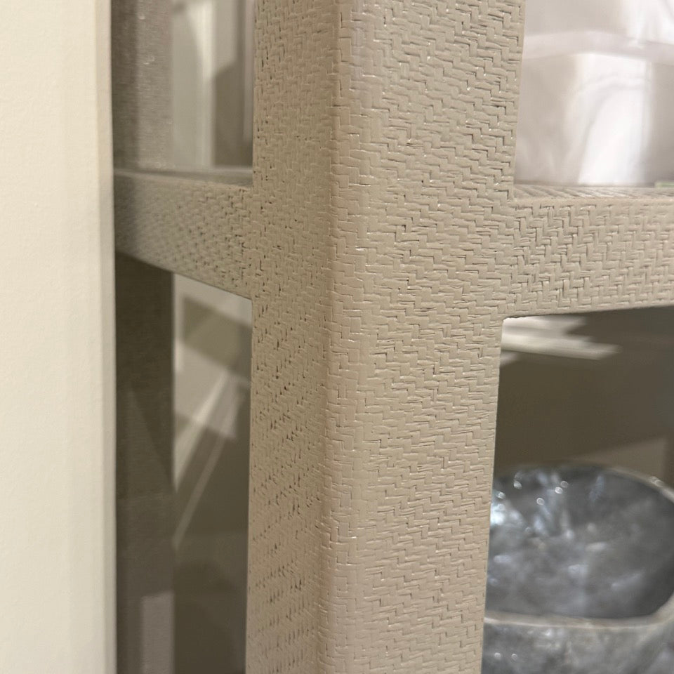 Jarin Side Table White Faux Belgian Linen