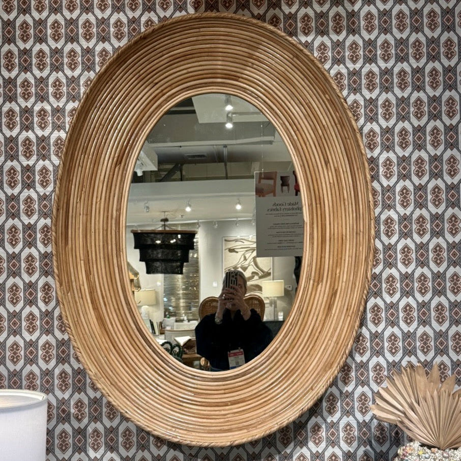 Rosalie Mirror in Tan Rattan