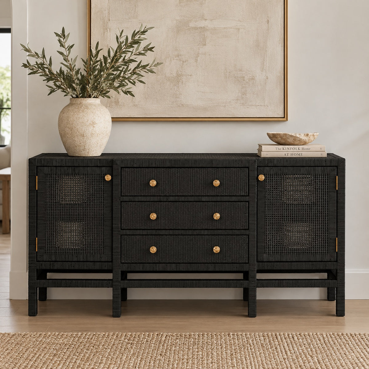 Isla Deep Drawer Buffet Onyx Peeled Rattan