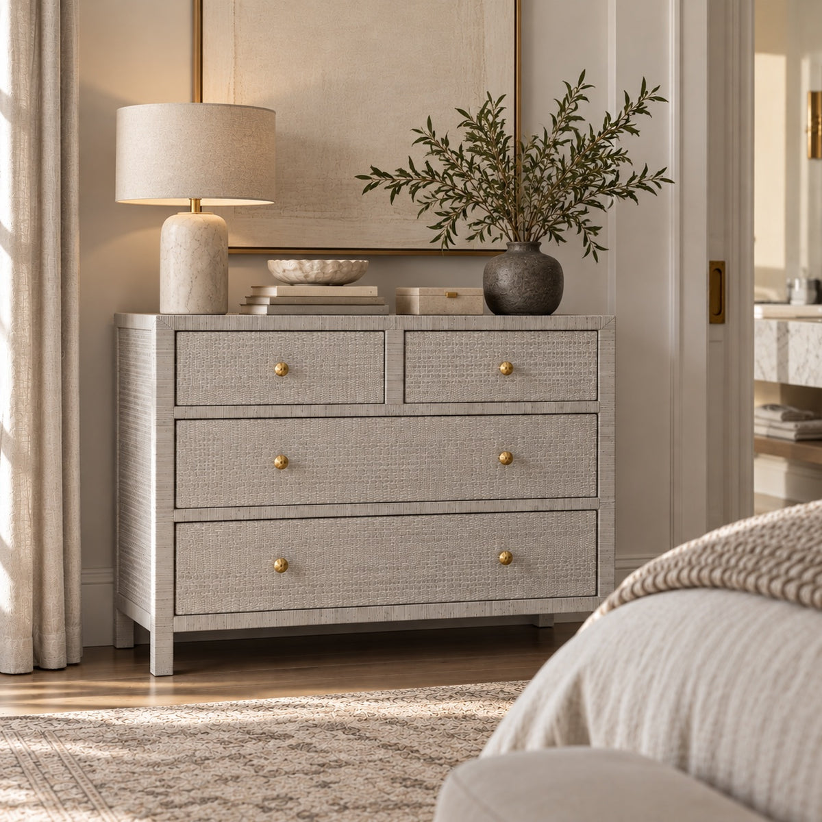 Isla Dresser French Gray Peeled Rattan