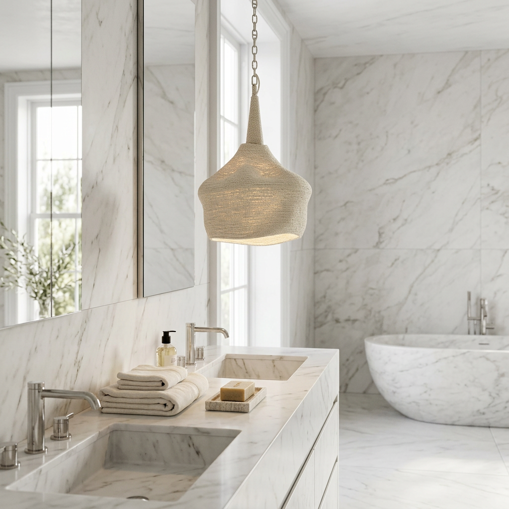 Jaden chandelier rope white bathroom palecek