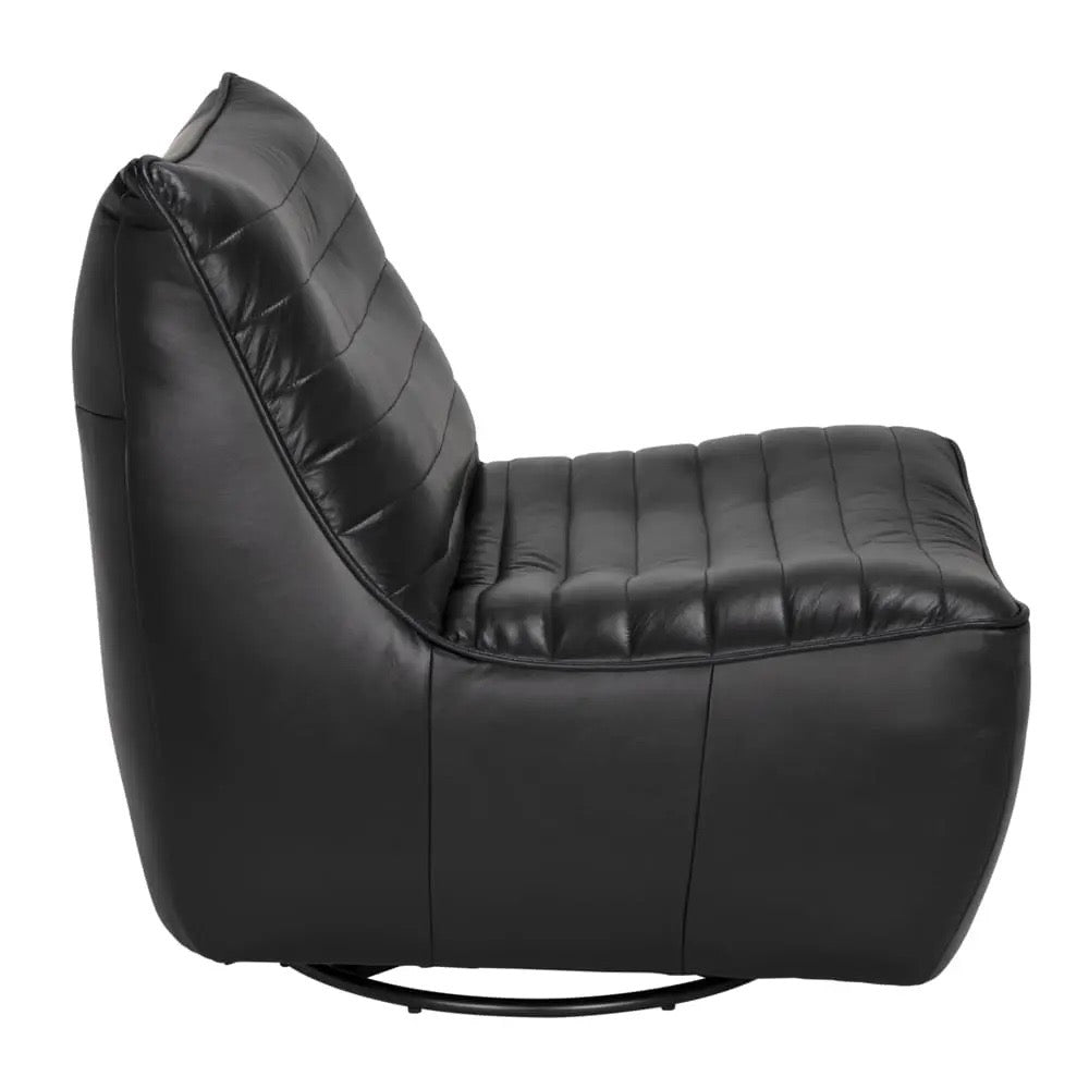 Mcclain Swivel Chair Black Leather