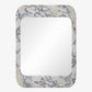 Rectangular mirror with a marble-like frame on a white background