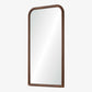 Rectangular mirror with a brown wicker frame on a white background