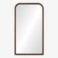 Rectangular mirror with a brown woven frame on a white background