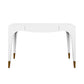 White desk with gold legs on a white background