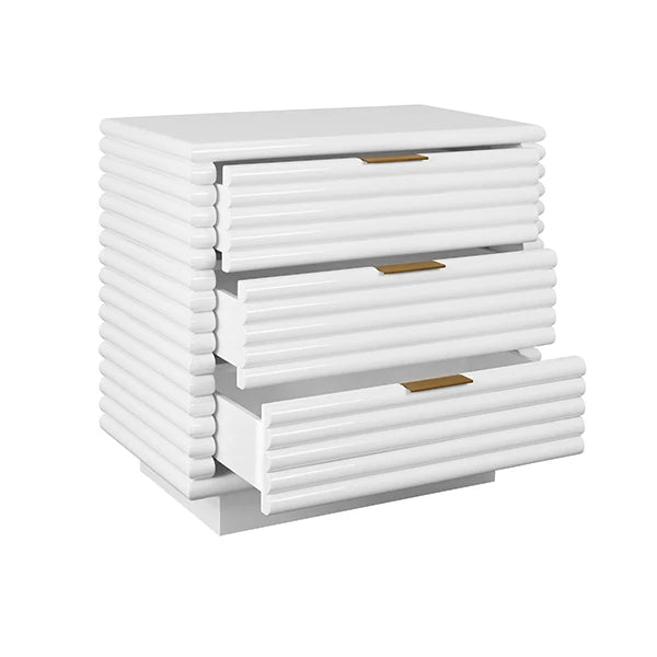 Mateo 3 Drawer Nightstand Glossy White