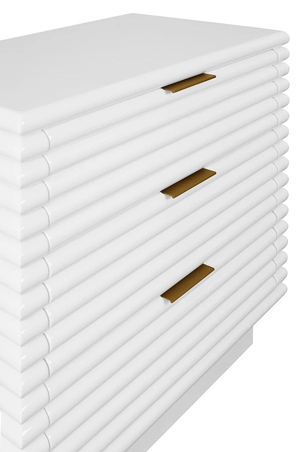 Mateo 3 Drawer Nightstand Glossy White