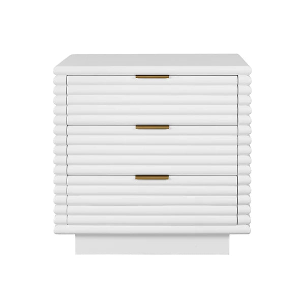 Mateo 3 Drawer Nightstand Glossy White