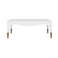 White table with brown legs on a white background