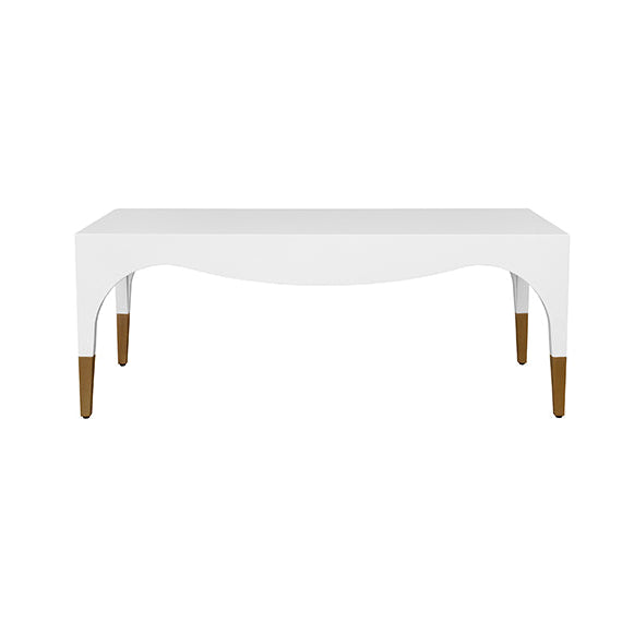 White table with brown legs on a white background