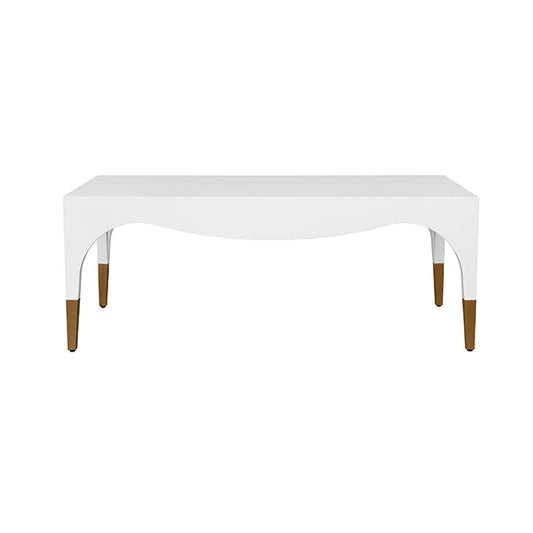 White table with brown legs on a white background