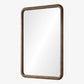 Rectangular mirror with a wooden frame on a white background