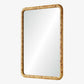 Rectangular mirror with a burl wooden frame on a white background