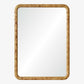 Rectangular mirror with a burl wooden frame on a white background