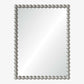 Rectangular mirror with a decorative pearl-like frame on a white background