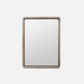 rectangular mirror with a leather frame on a white background