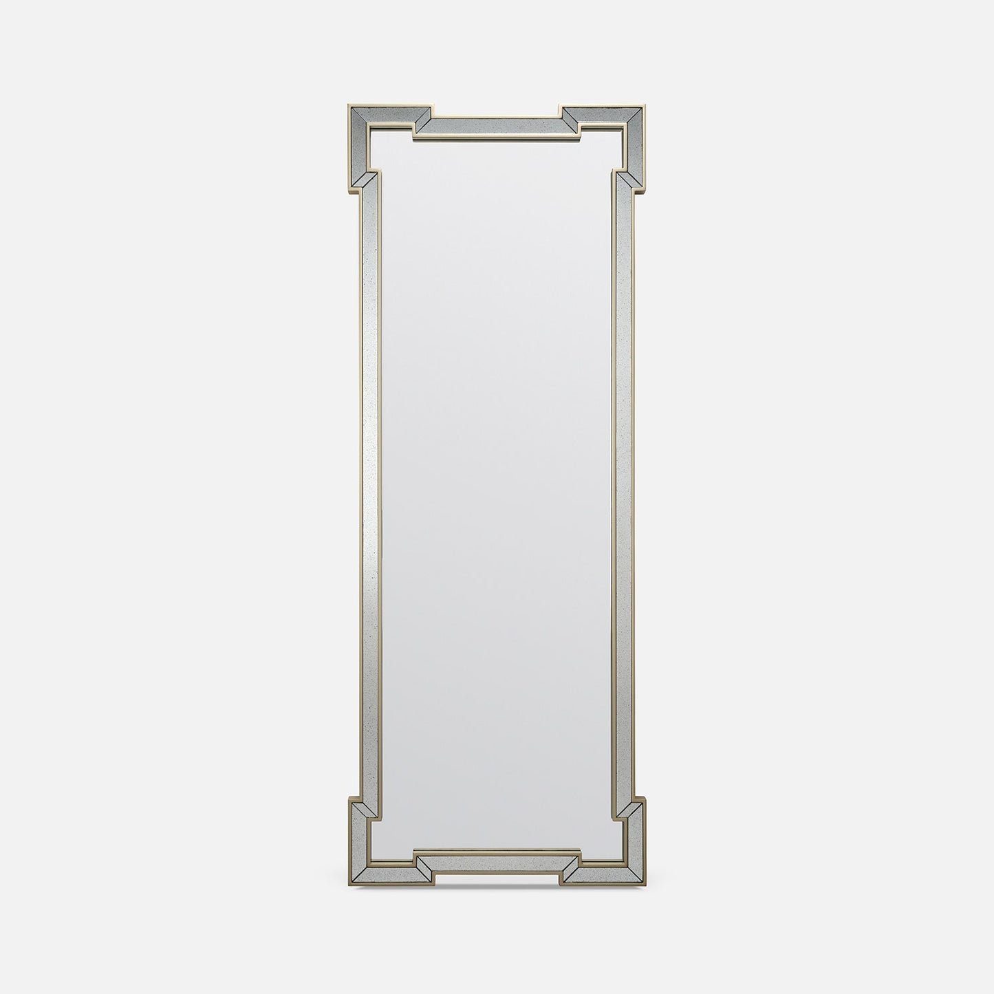 Rectangular mirror with decorative frame on a white background