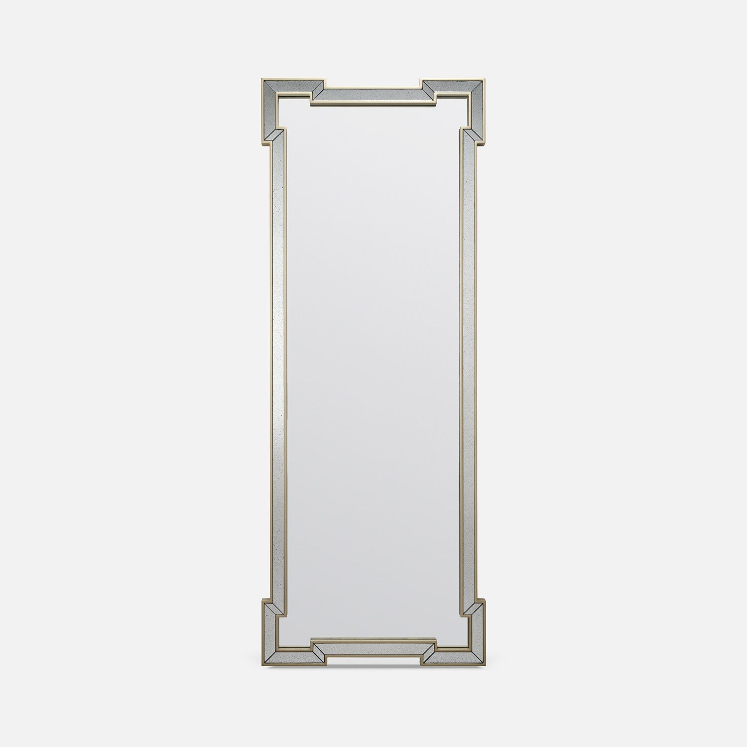 Rectangular mirror with decorative frame on a white background