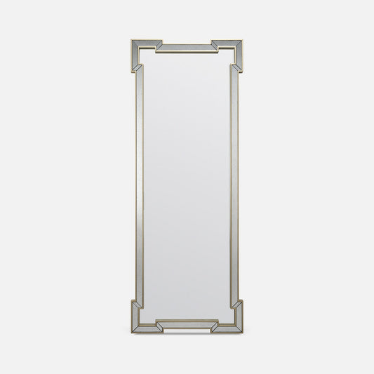 Rectangular mirror with decorative frame on a white background