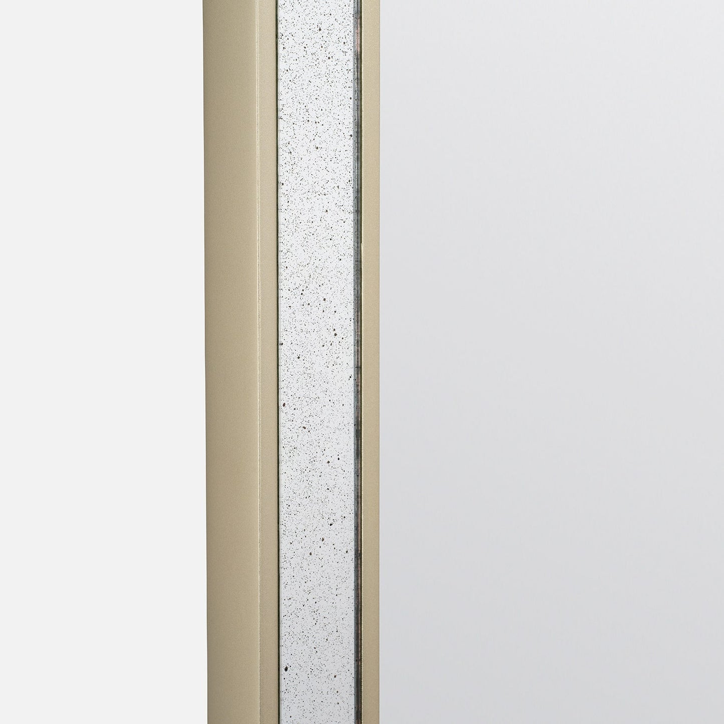Close-up of a door frame with a textured panel and beige trim.