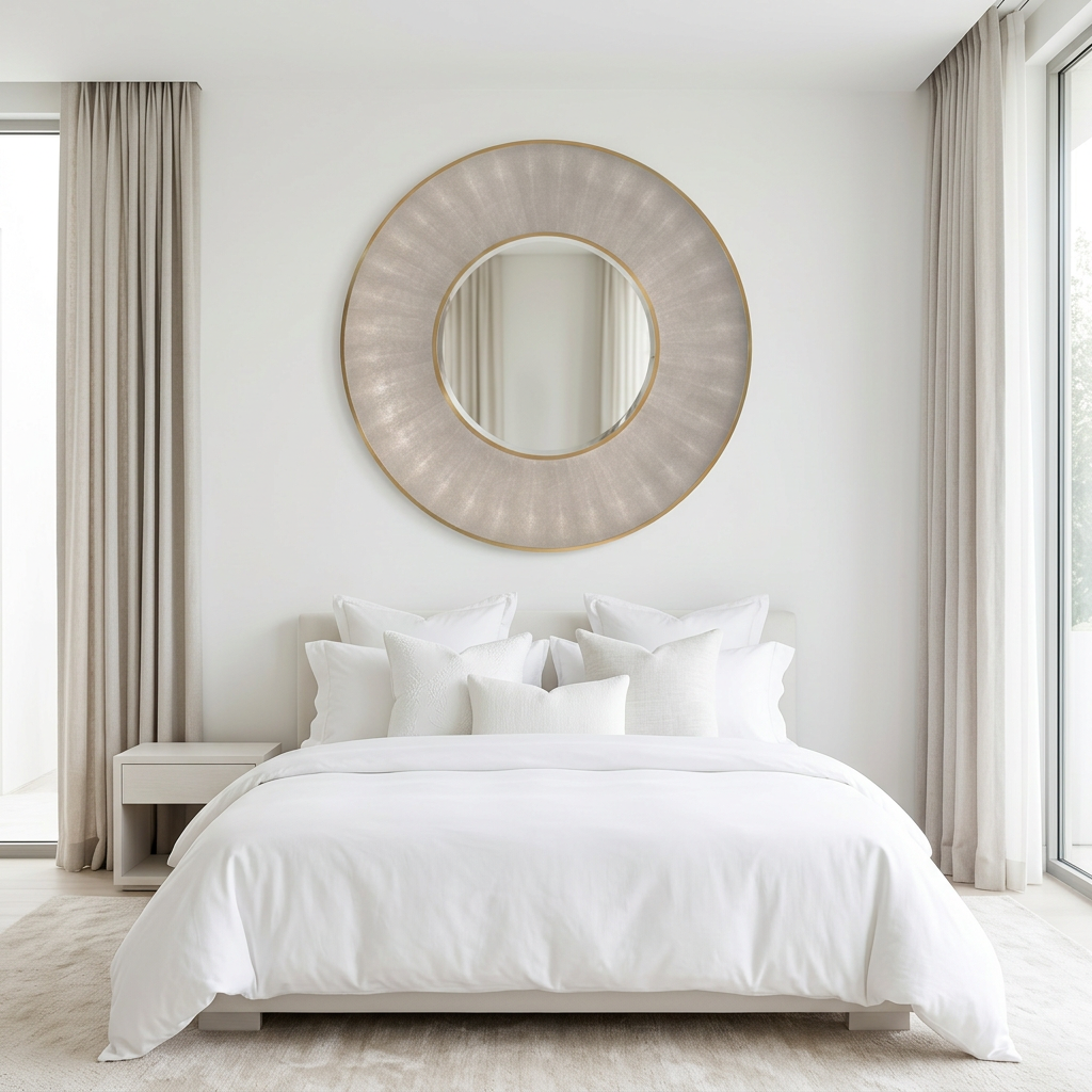 armond mirror sand and brass round shagreen