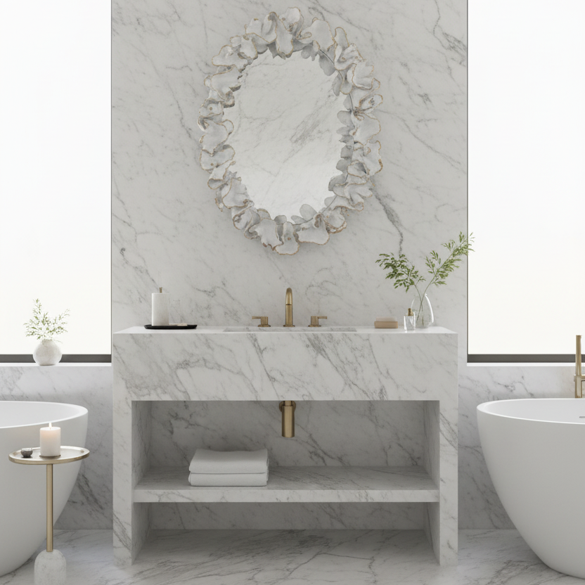 coco mirror bathroom white gold
