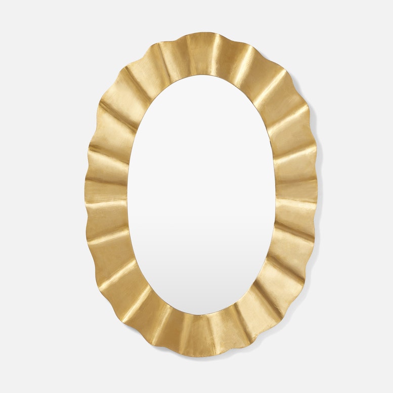 made goods lara oval mirror warm golden tin