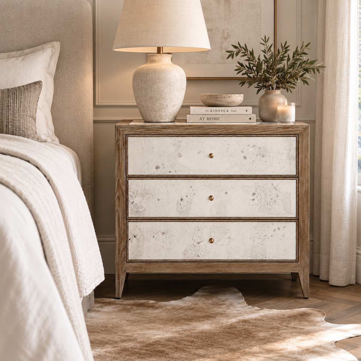 Mia Double Nightstand Brown Washed Oak
