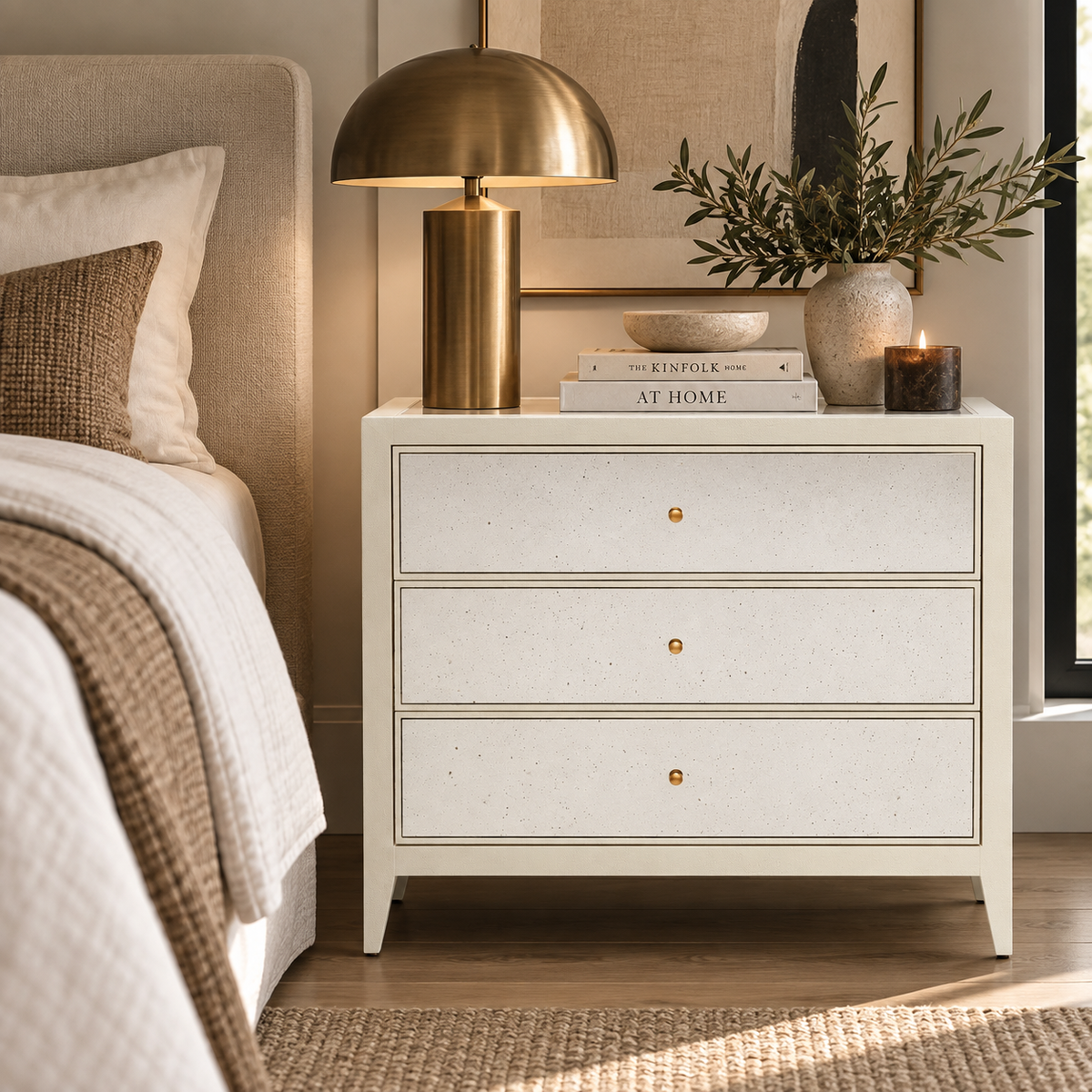 Mia Double Nightstand Pristine Vintage Faux Shagreen