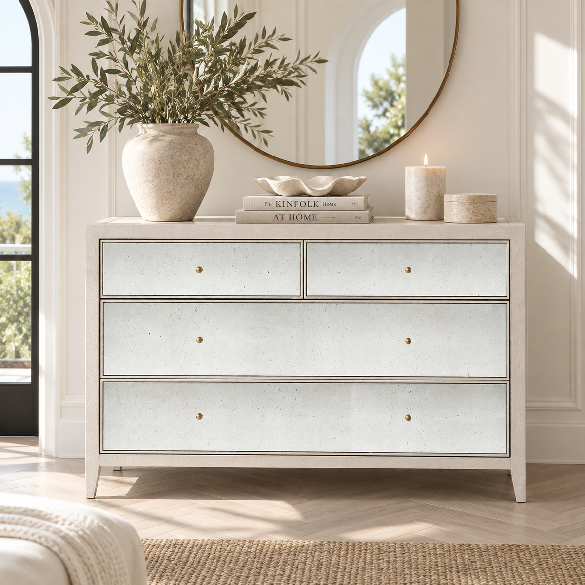 Mia Dresser 48" French Gray Vintage Faux Shagreen
