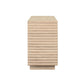 Stack of beige folded towels on a white background