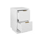 White nightstand with gold accents on a white background