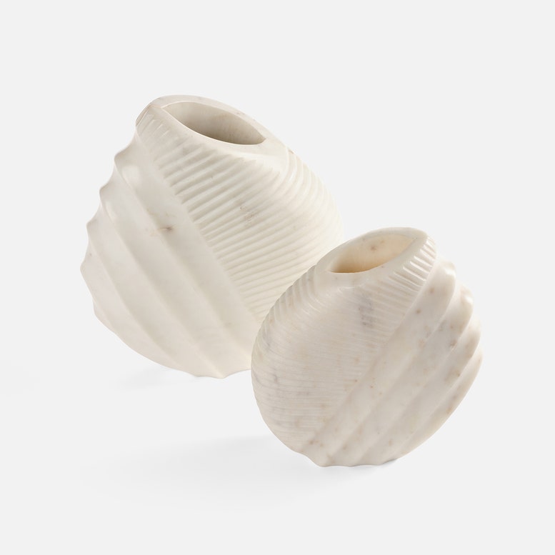 Alomar Vase Set White Marble