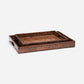 A nested set of two rectangular serving trays with a textured brown and black leopard print pattern, shown on a light gray background.