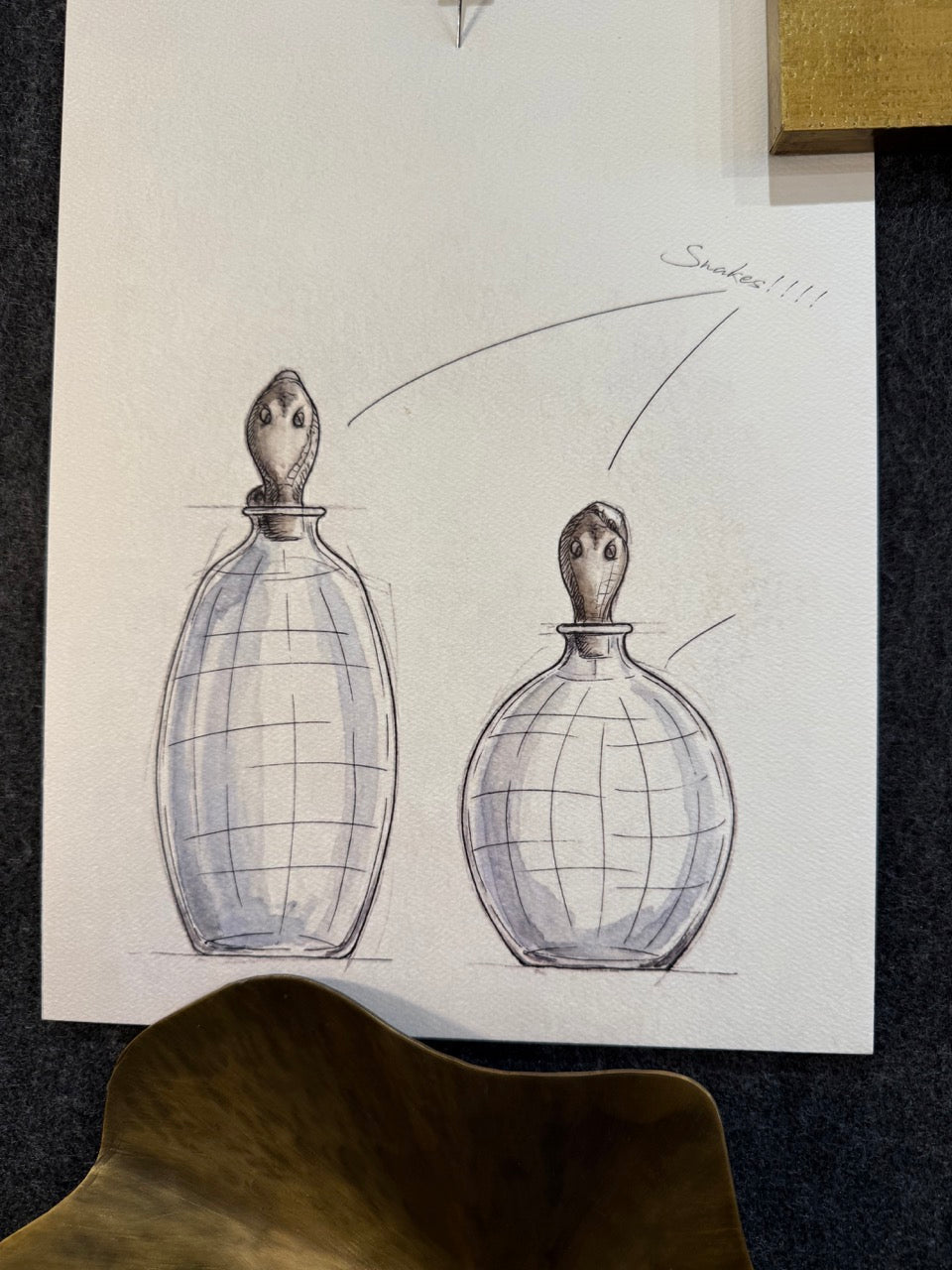 Ophis Decanters Set Antique Brass