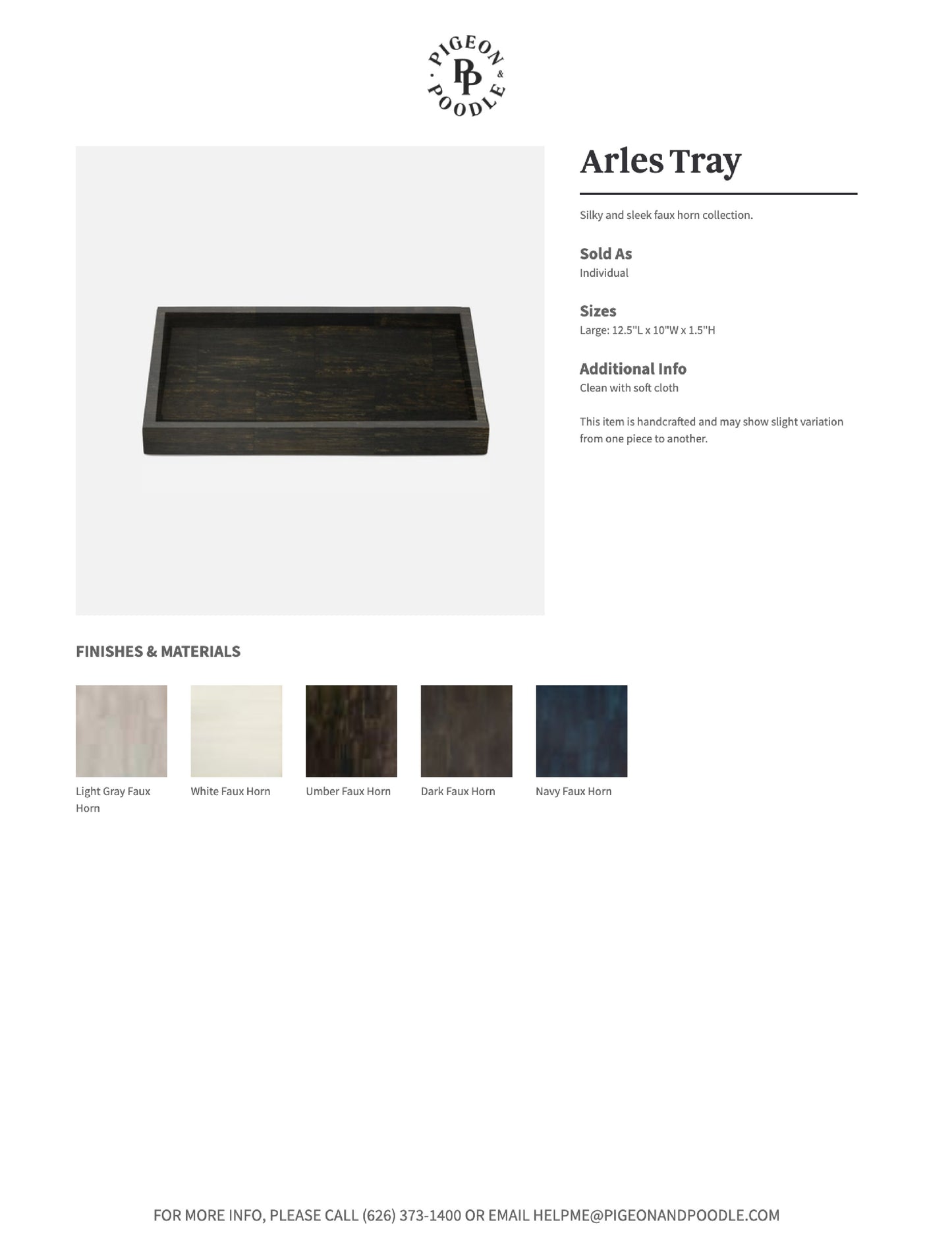 Arles Tray Umber Faux Horn