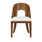 Wooden chair with a white cushion on a white background