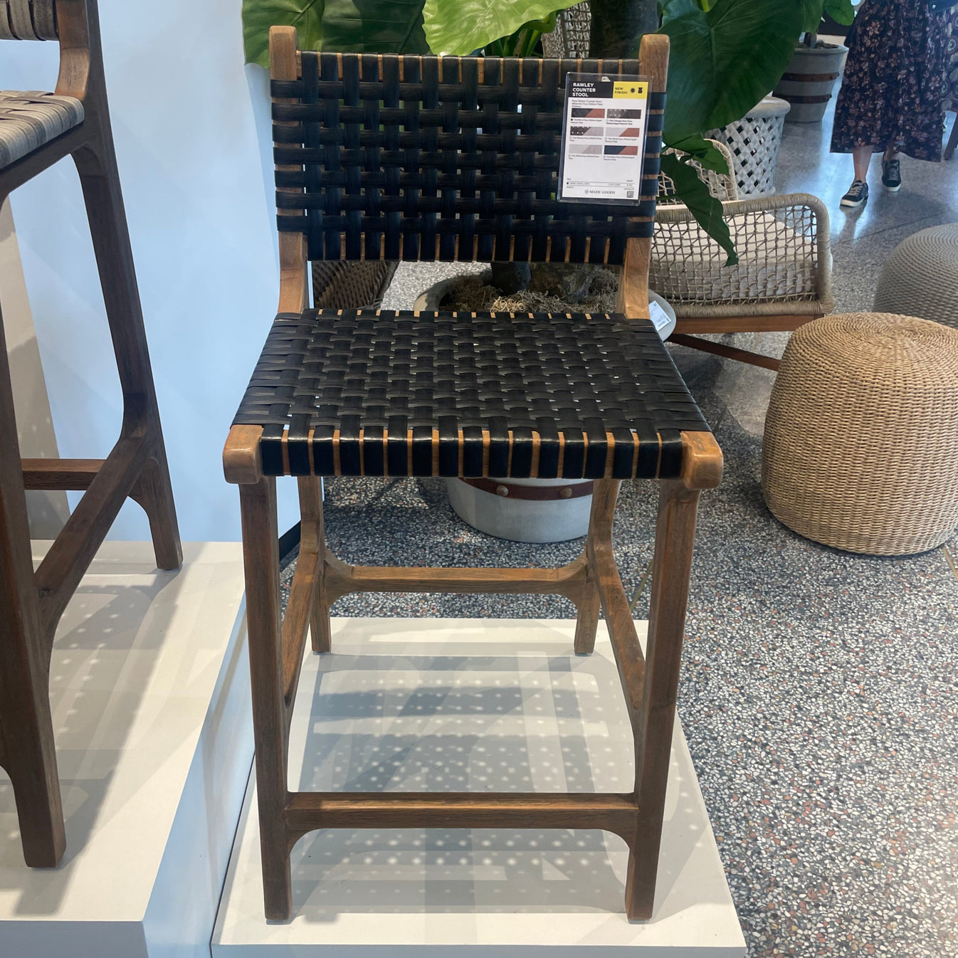 Made Goods Rawley Bar and Counter Stool Black and Natural Teak